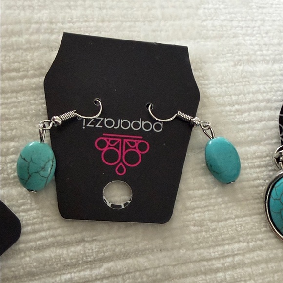 paparazzi Turquoise Stone Dangle Earrings - Turquoise Silver-Tone - Picture 4 of 5